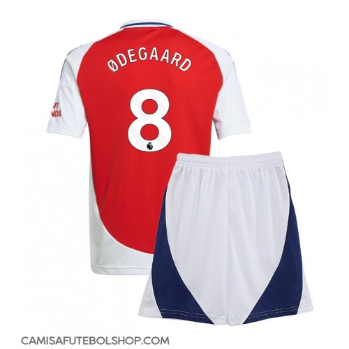Camisa de time de futebol Arsenal Martin Odegaard #8 Replicas 1º Equipamento Infantil 2024-25 Manga Curta (+ Calças curtas)